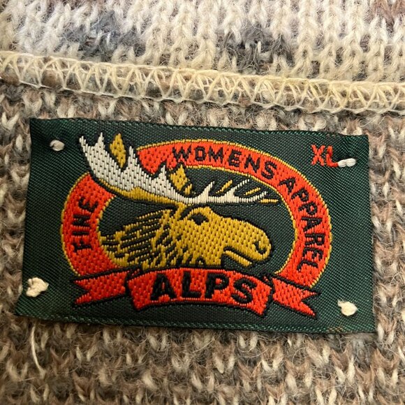 Alps Fine Apparel Womens Vintage 90s Wool USA Leaf Cardigan Size XL Beige FA EXC - Picture 6 of 12
